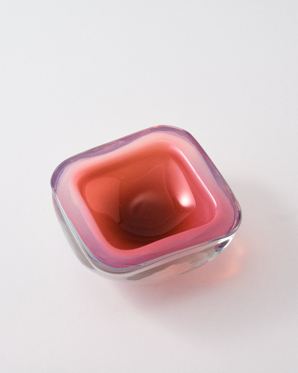 1950s Archimede Seguso Opaline Pink Square Catchall