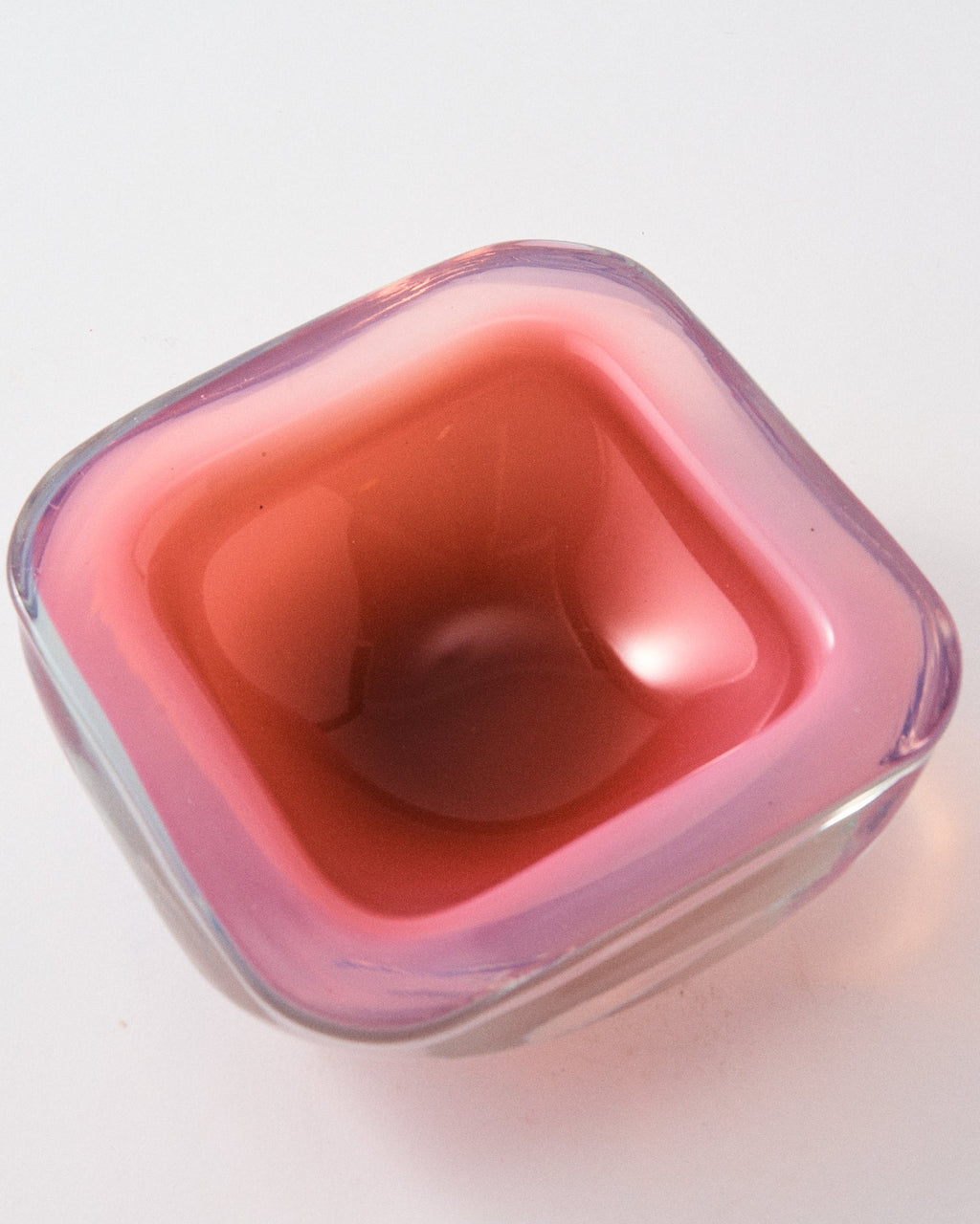 1950s Archimede Seguso Opaline Pink Square Catchall