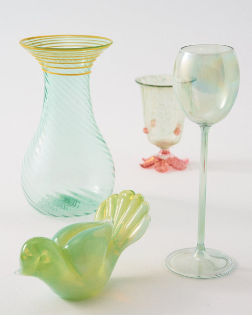 1950s Murano Green Opaline Bird